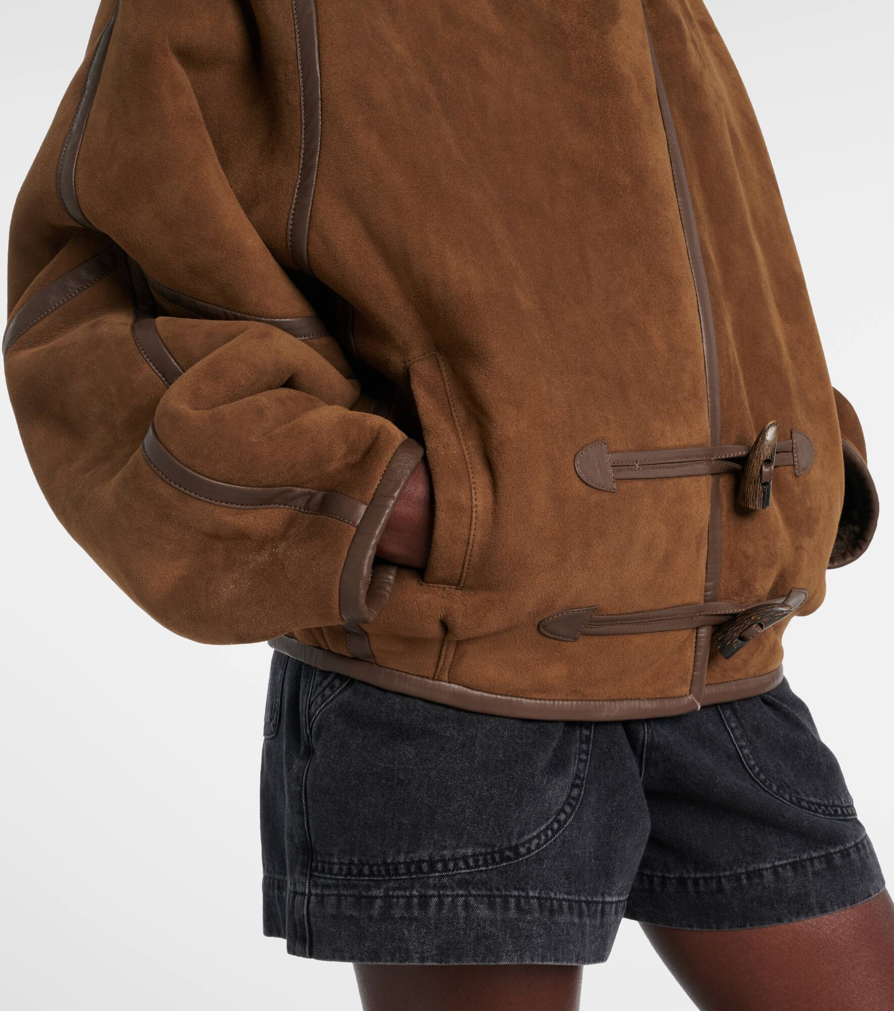 Amiel leather-trimmed suede jacket - 6