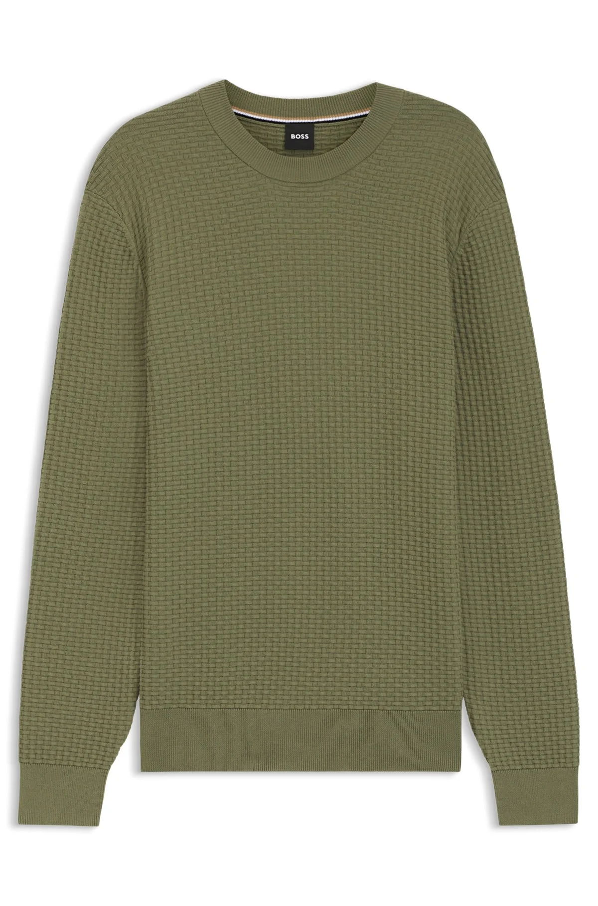 COTTON SWEATER WITH MIXED STRUCTURES - 1