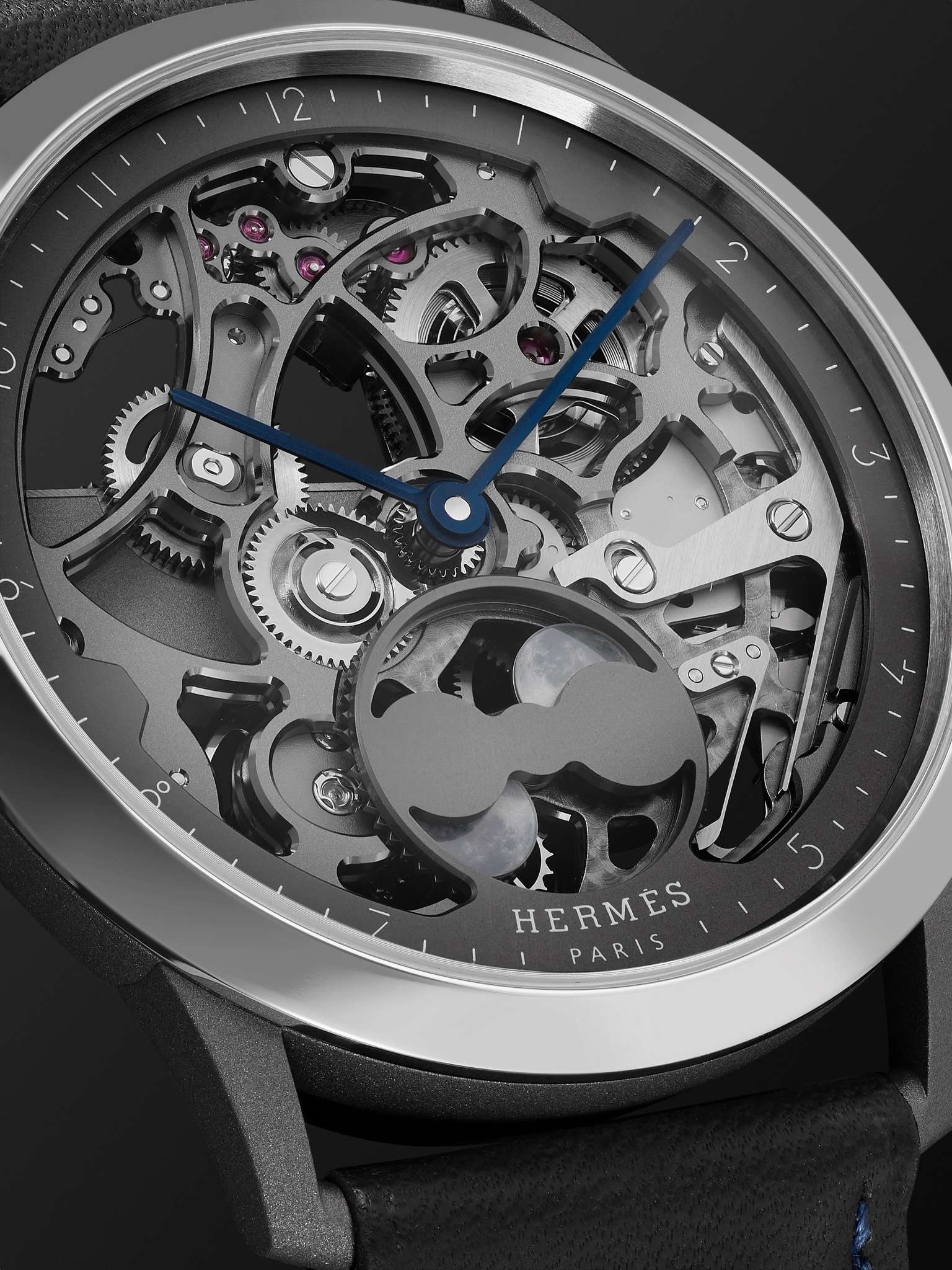 Slim d'Hermès Squelette Lune 39.5mm Automatic Titanium and Leather Watch, Ref. No. 054695WW00 - 6