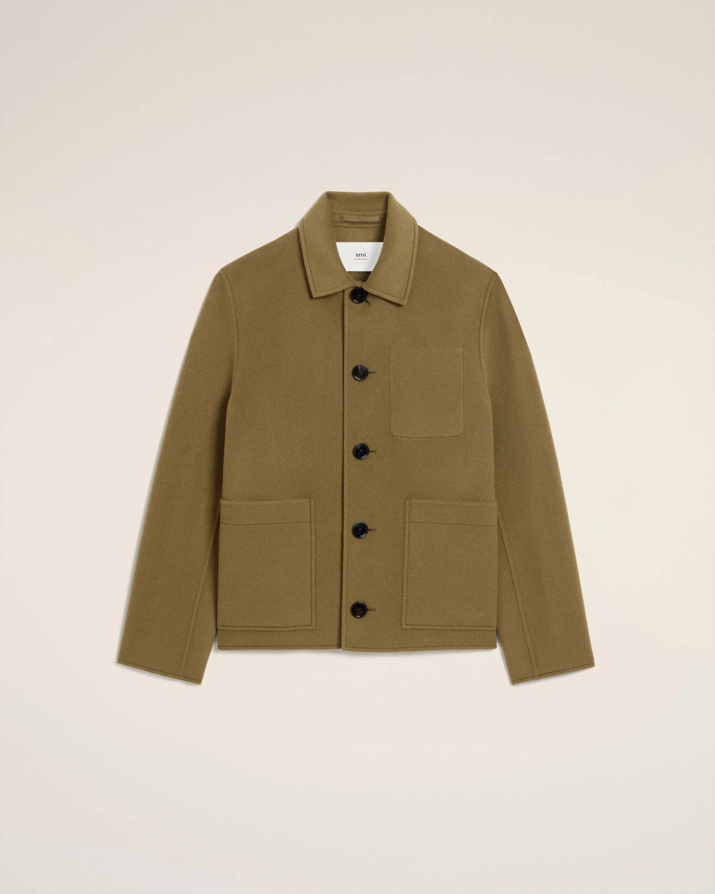 GREEN WOOL BOXY BUTTONED JACKET - 1