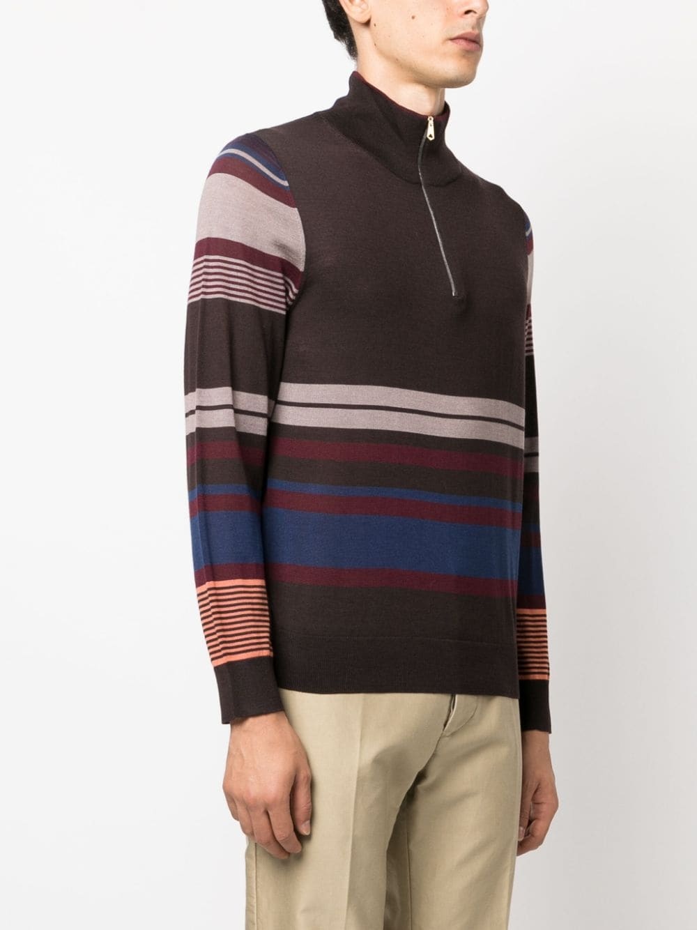 striped half-zip jumper - 3