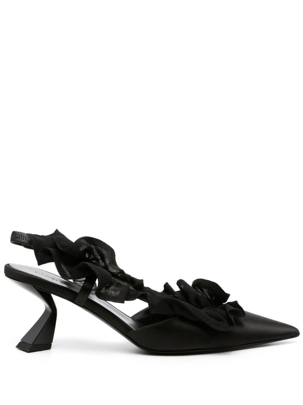 ruffle-detailed satin slingbacks - 1