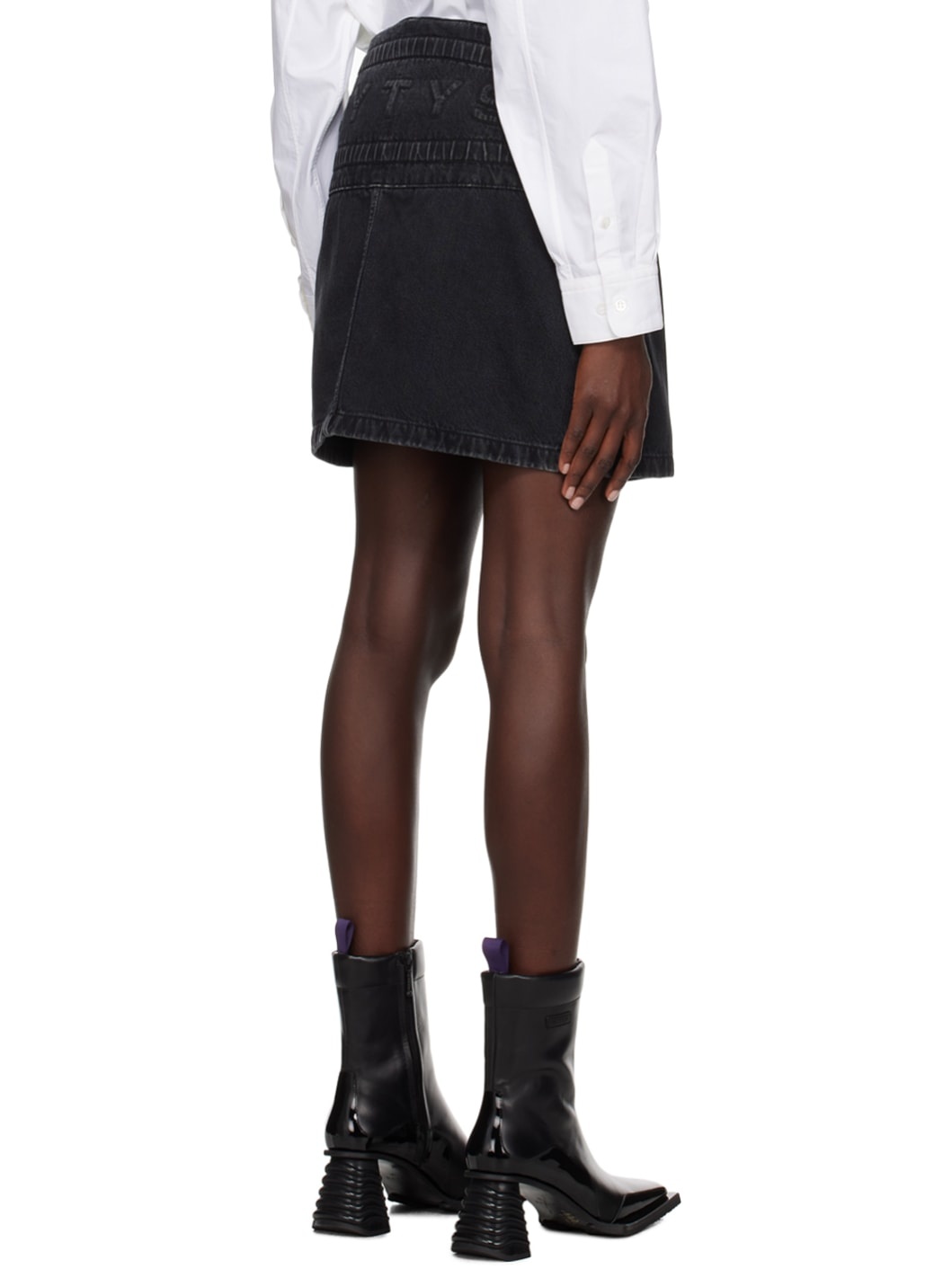 Black Rogue Denim Miniskirt - 3