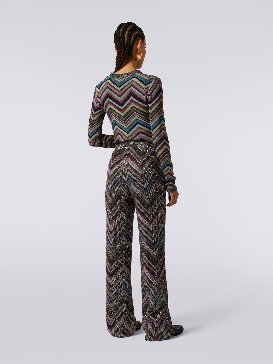 Zigzag viscose blend trousers with sequins - 4