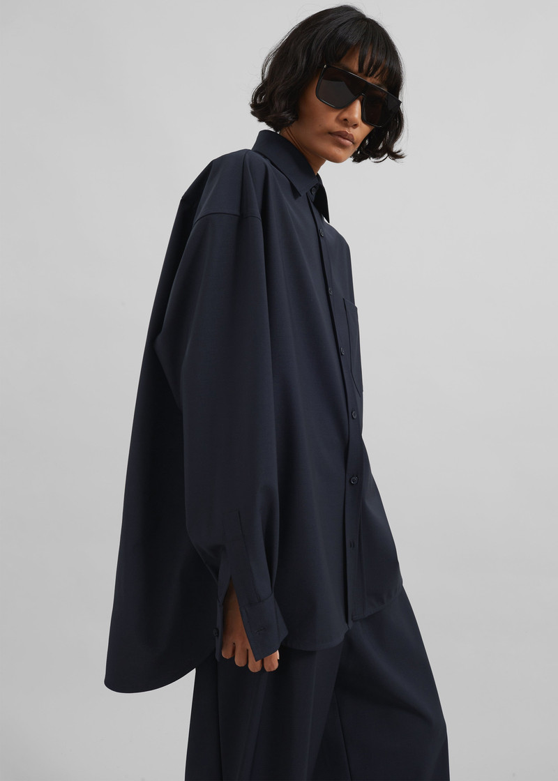 Georgia Wool Blend Shirt - Dark Navy 4
