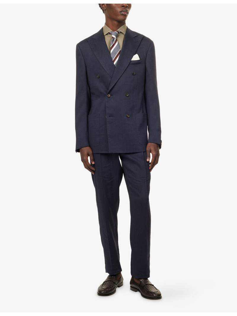 CORNELIANI Academy Double-Breasted Linen-Blend Suit outlook