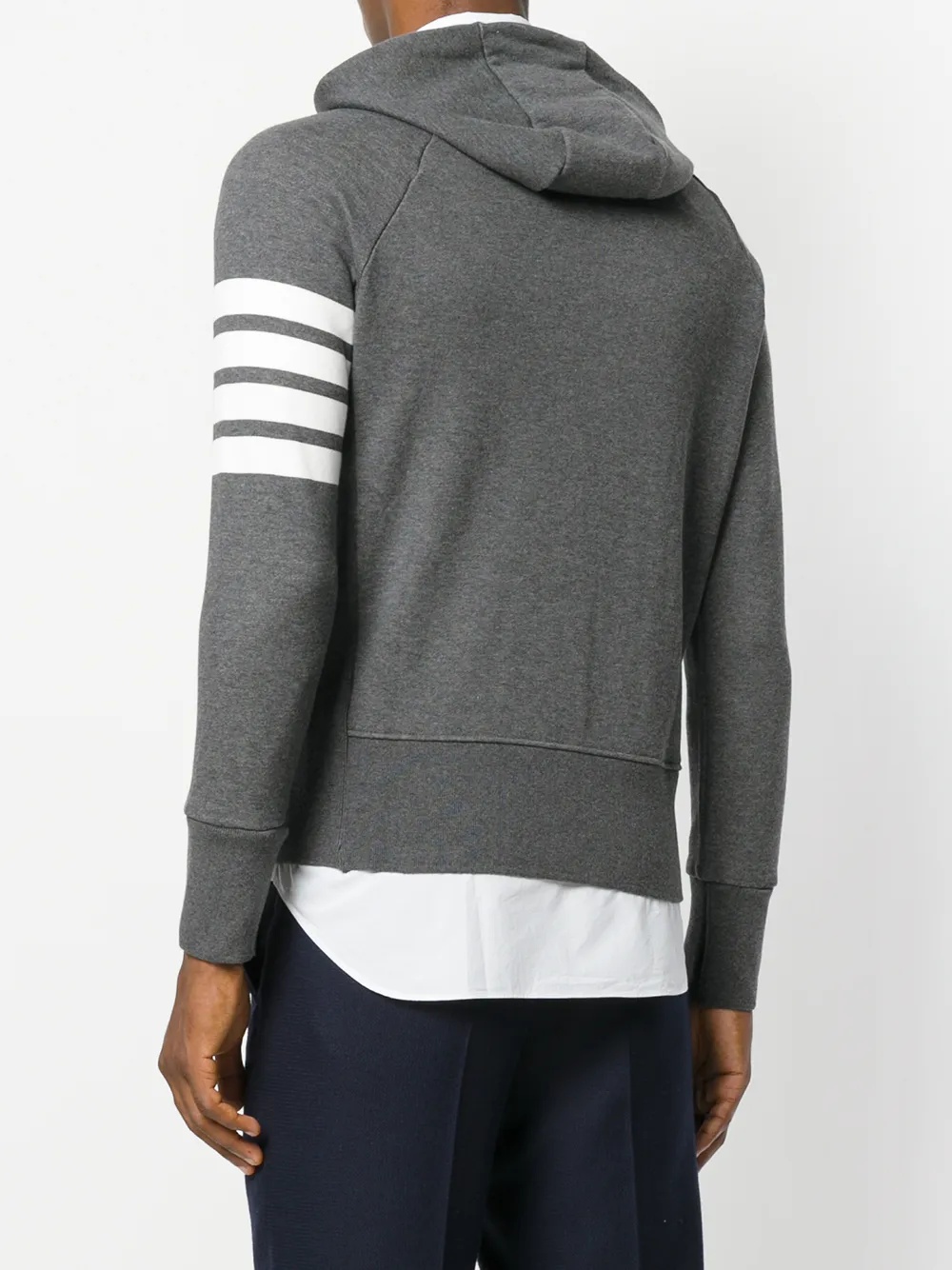 THOM BROWNE - Men Classic Full Zip Hoodie In Classic Loopback W/ Engineered 4 Bar - 3