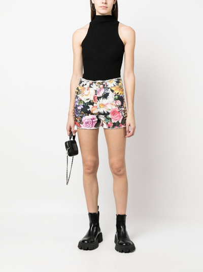 PHILIPP PLEIN floral-print denim shorts outlook
