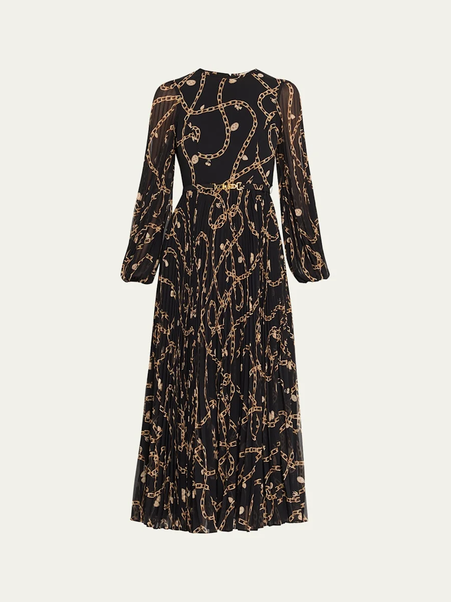 Sunray Long-Sleeve Belted Dress - 1