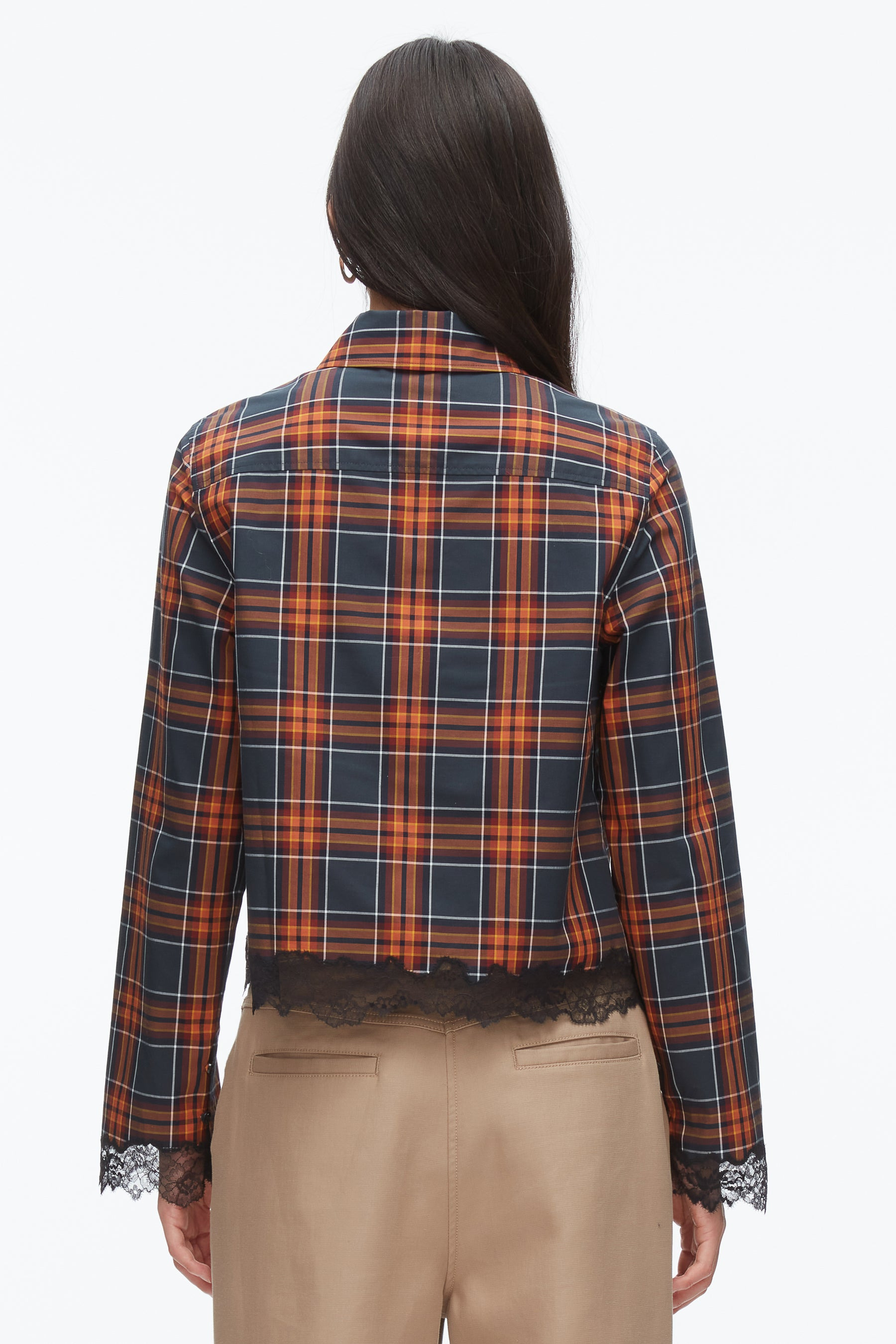 Plaid Mix Cropped Shirt - 5