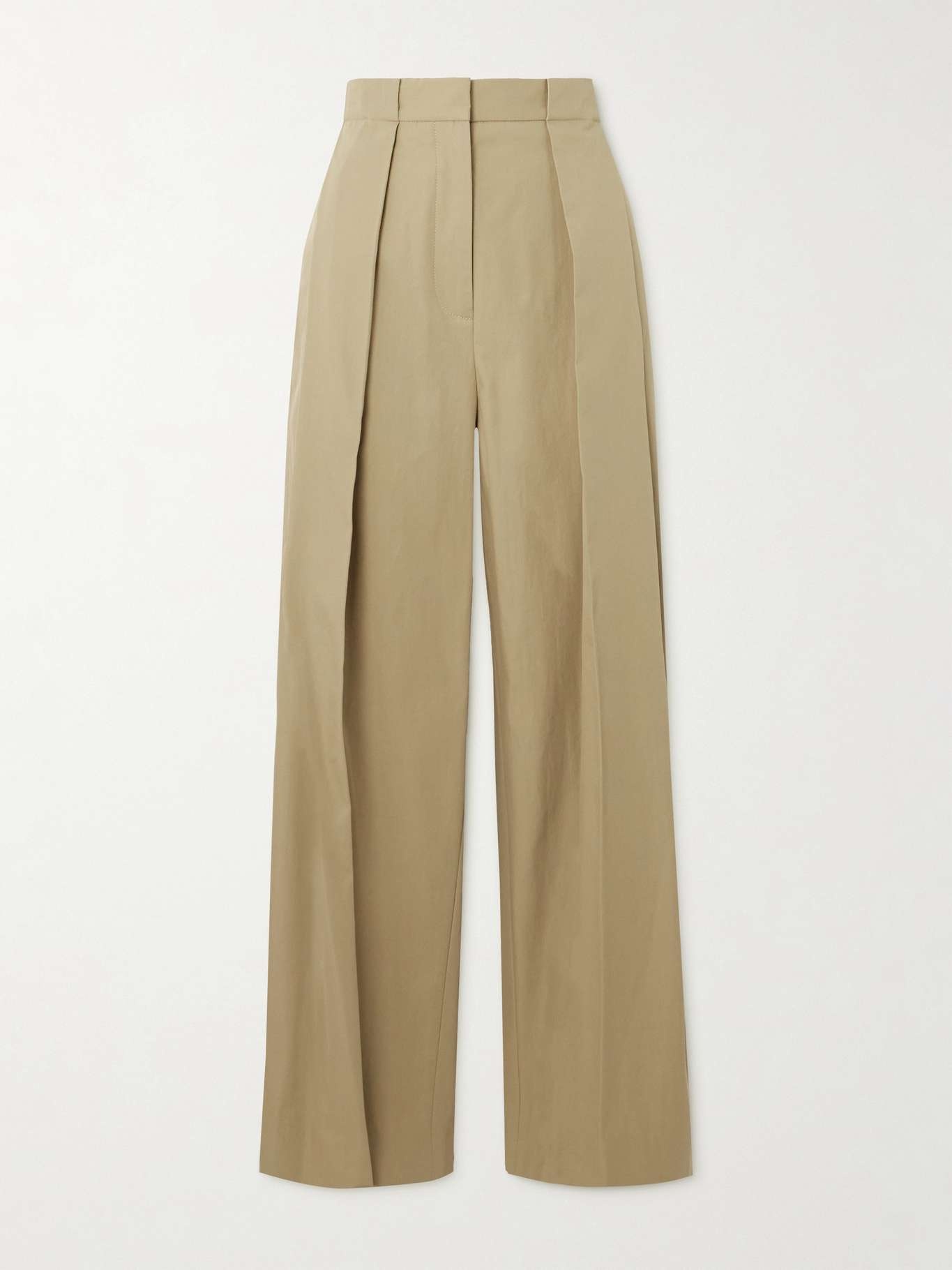 Pleated cotton-poplin wide-leg pants - 1