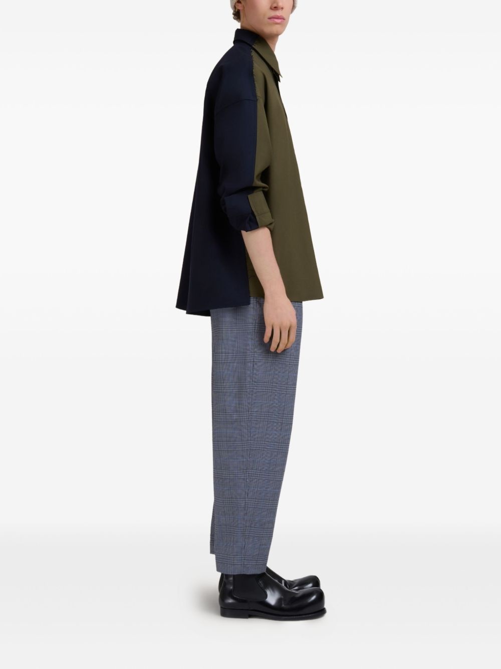 contrast-sleeve button-up shirt - 5