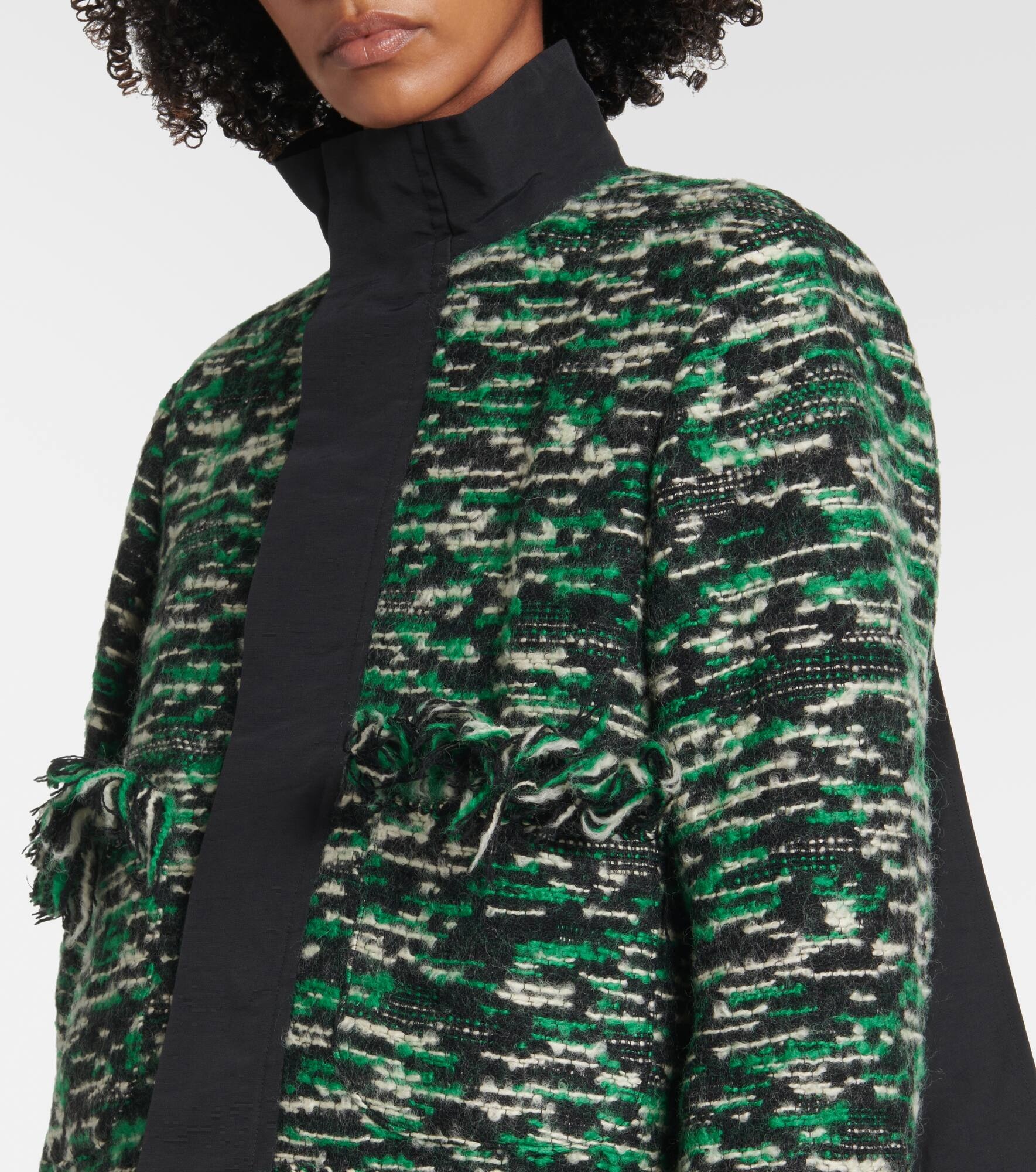 Fringed wool-blend tweed jacket - 4
