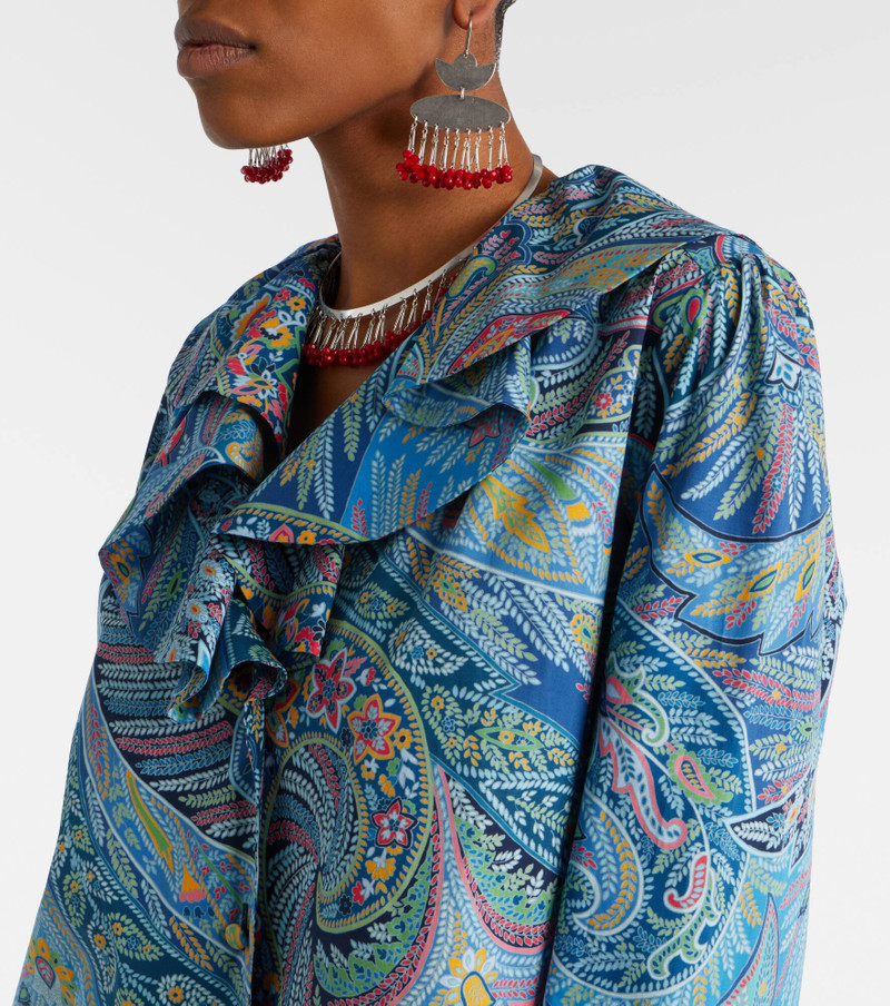 Printed ruffled cotton-blend shirt 4