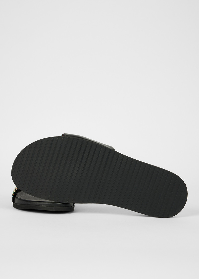 Paul Smith Black 'Signature Stripe' Leather 'Bellagio' Slides outlook