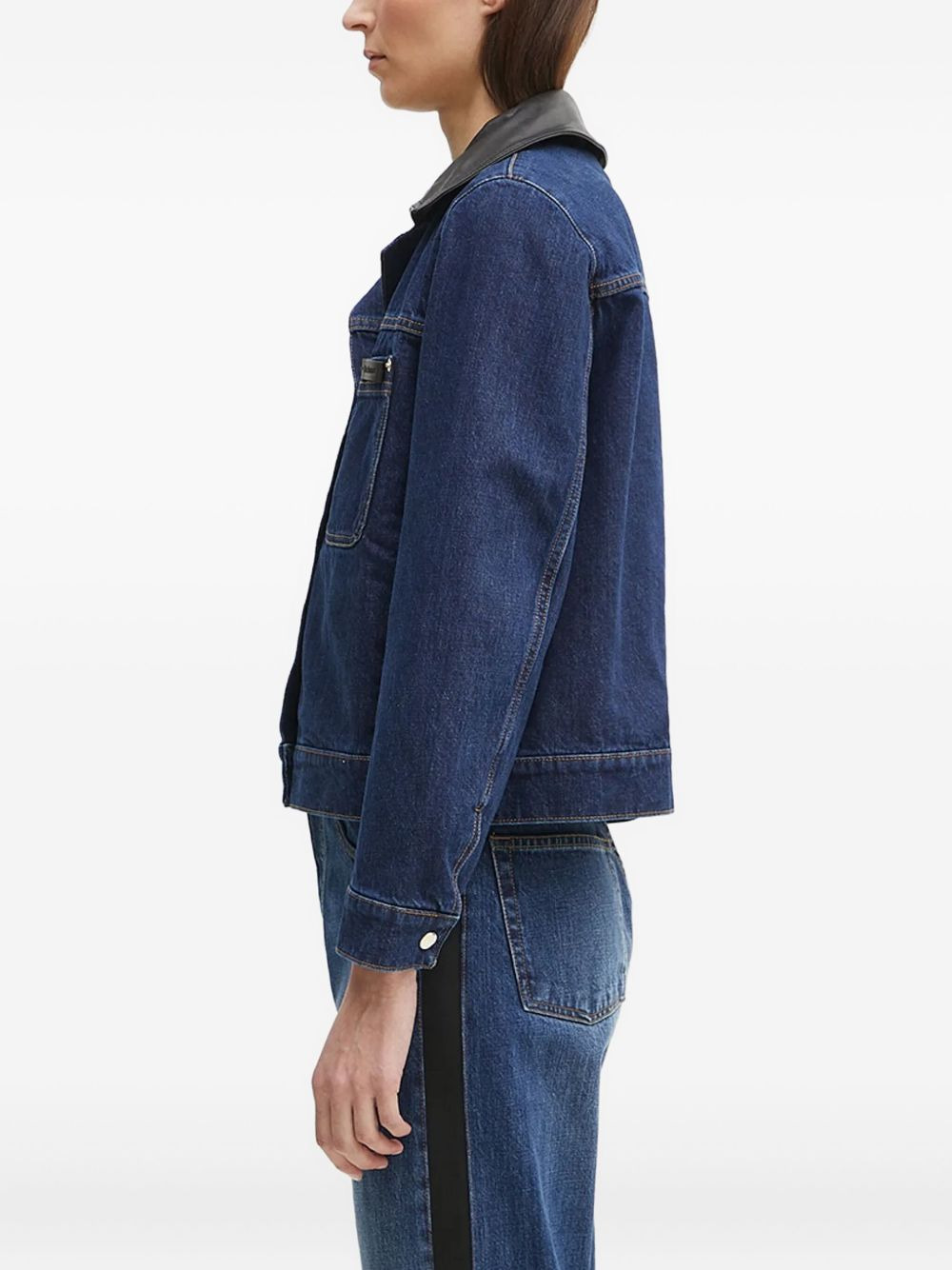 leather-collar denim jacket - 2