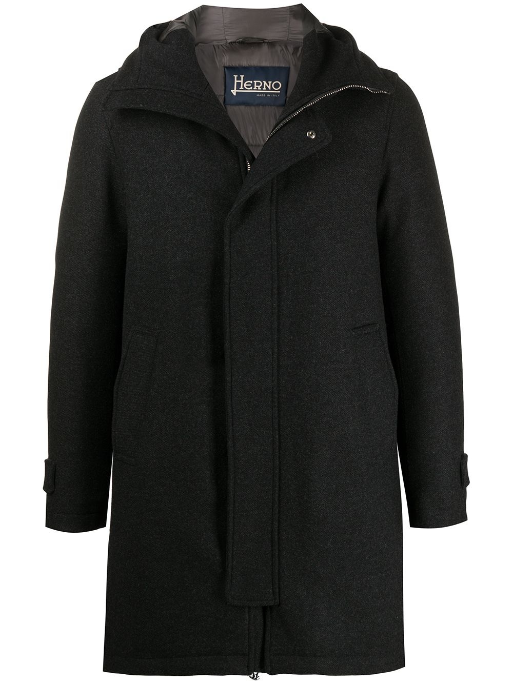 hooded wool coat - 1