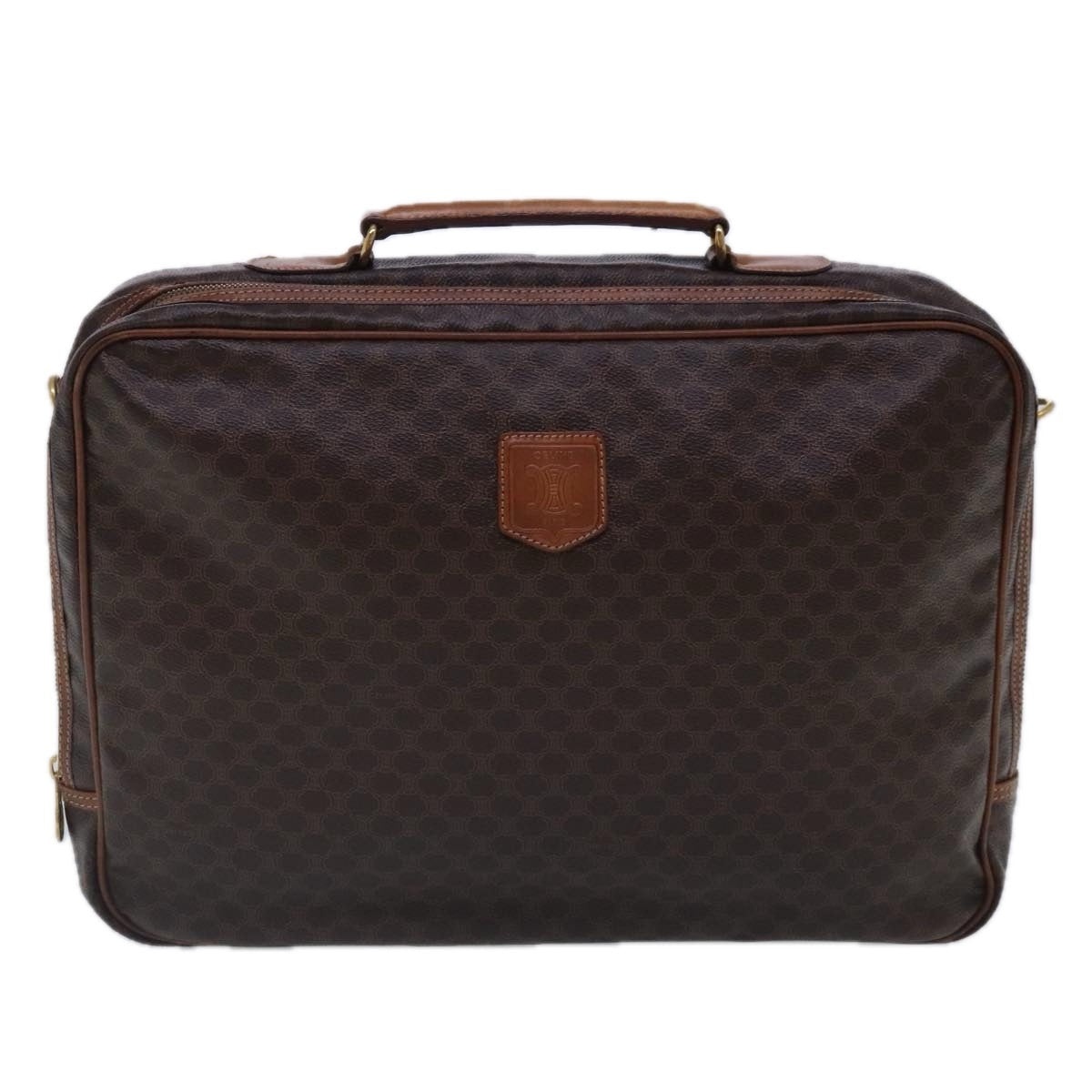 CELINE Macadam Canvas Hand Bag Pvc Leather Brown Gold - 13