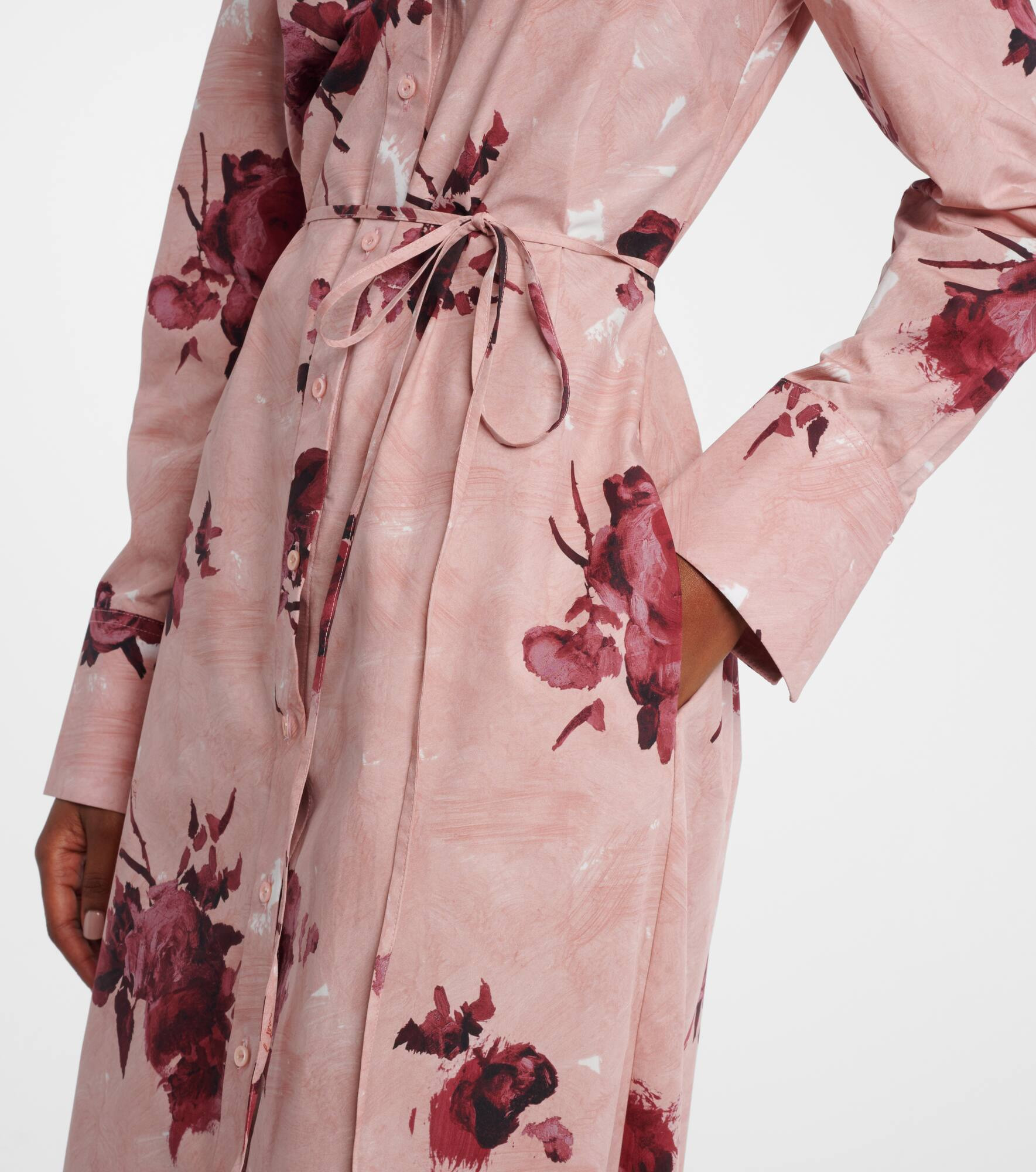 Floral cotton poplin shirt dress - 5