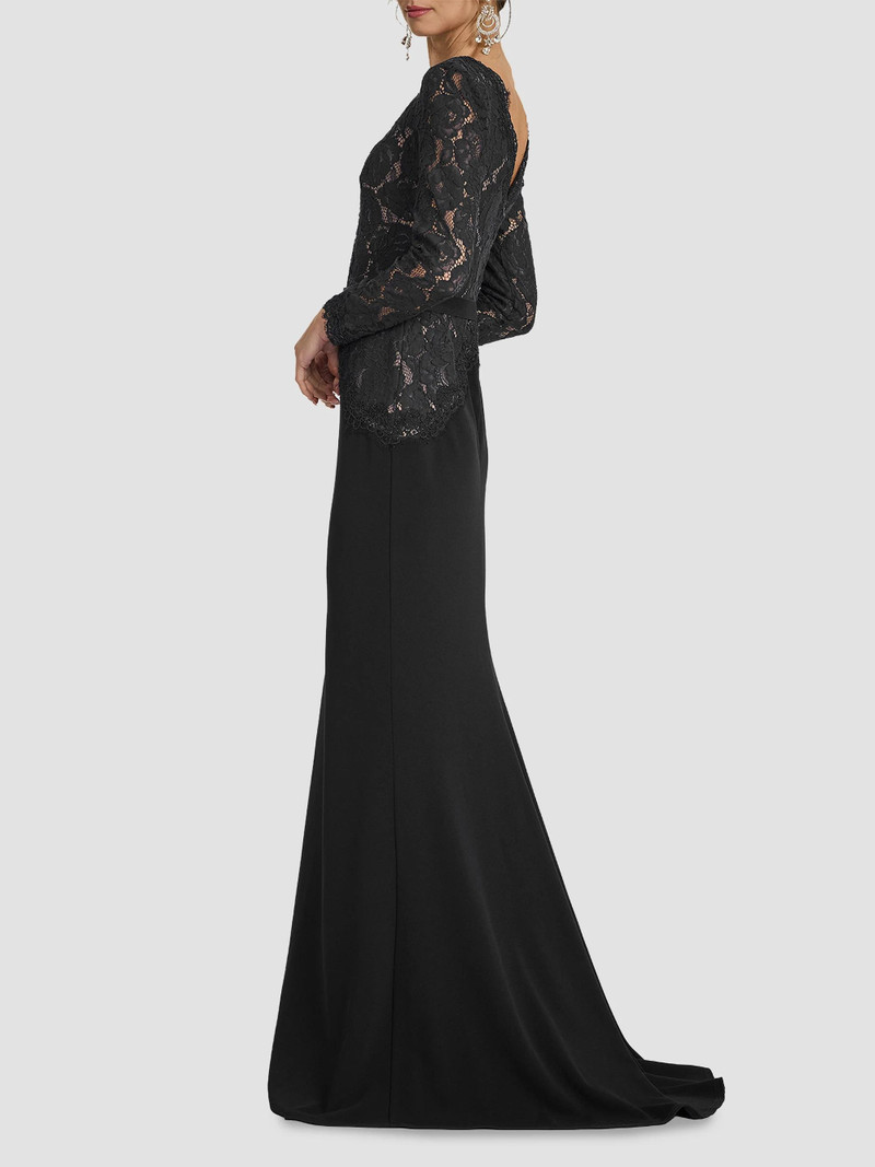 Women's Corwin Embroidered Illusion Gown - Black Beige 5