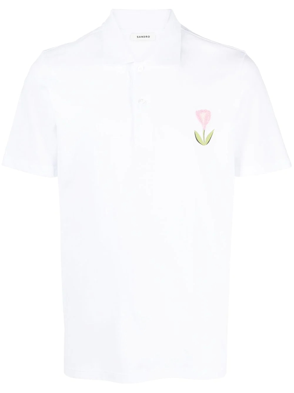 tulip-print detail polo shirt - 1