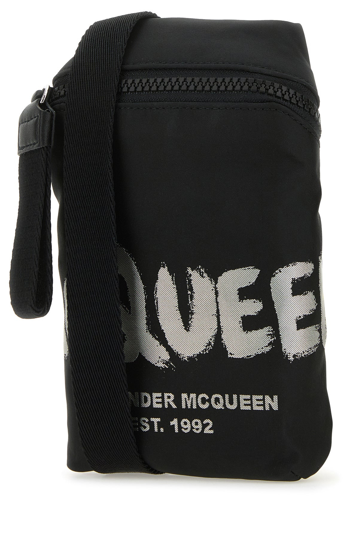 Black fabric McQueen Graffiti crossbody bag - 2