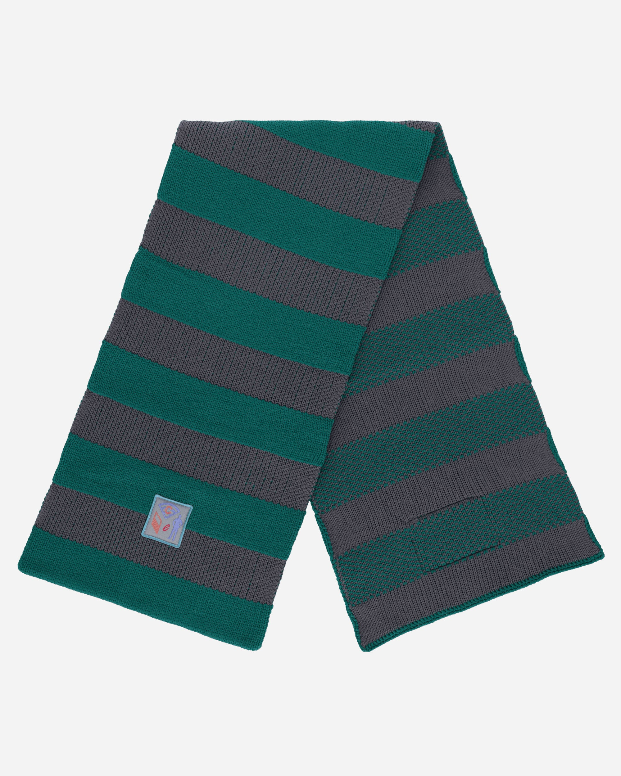 Poly Knit Stripe Scarf Green - 2