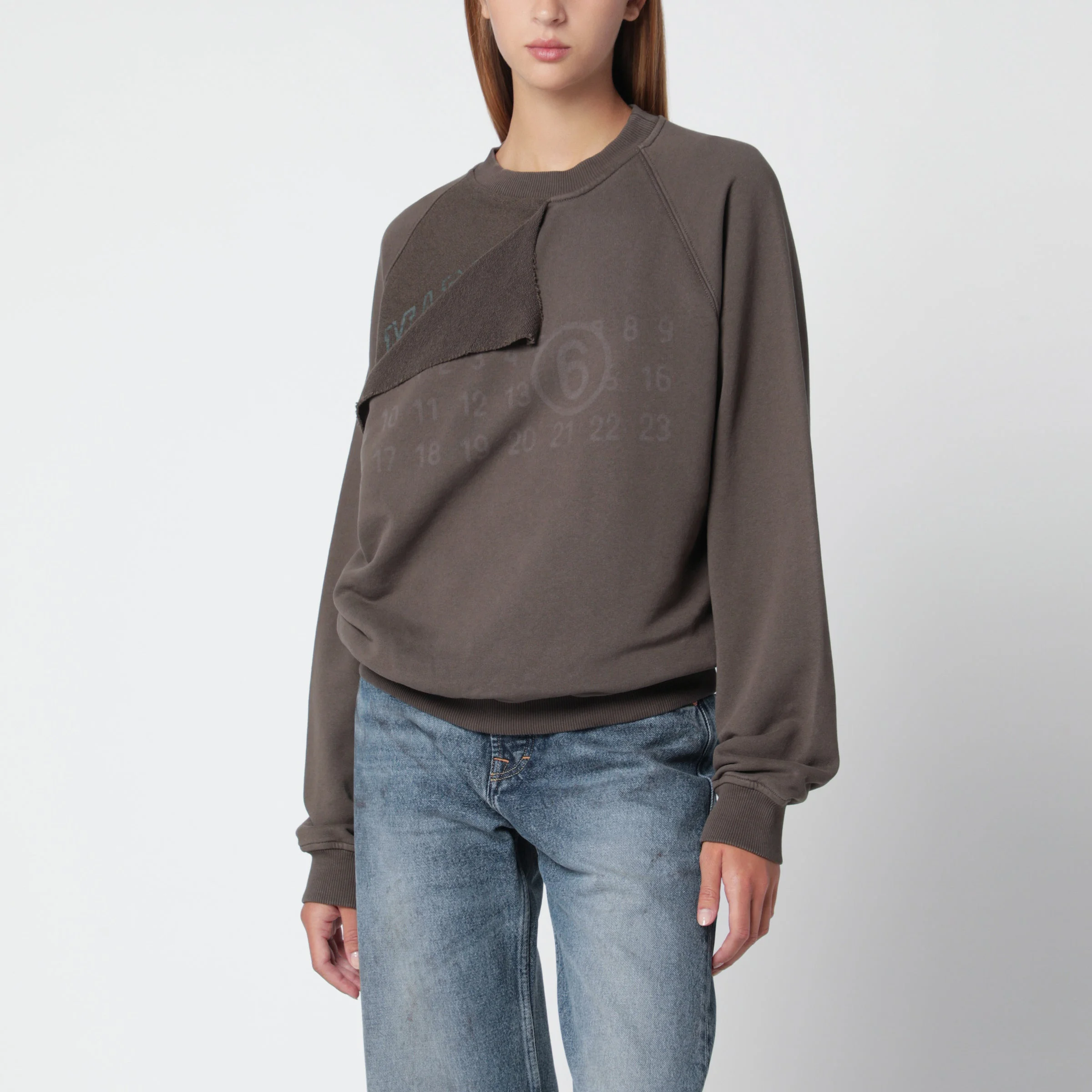 Gray Trompe L'oeil Cotton Sweatshirt - 1