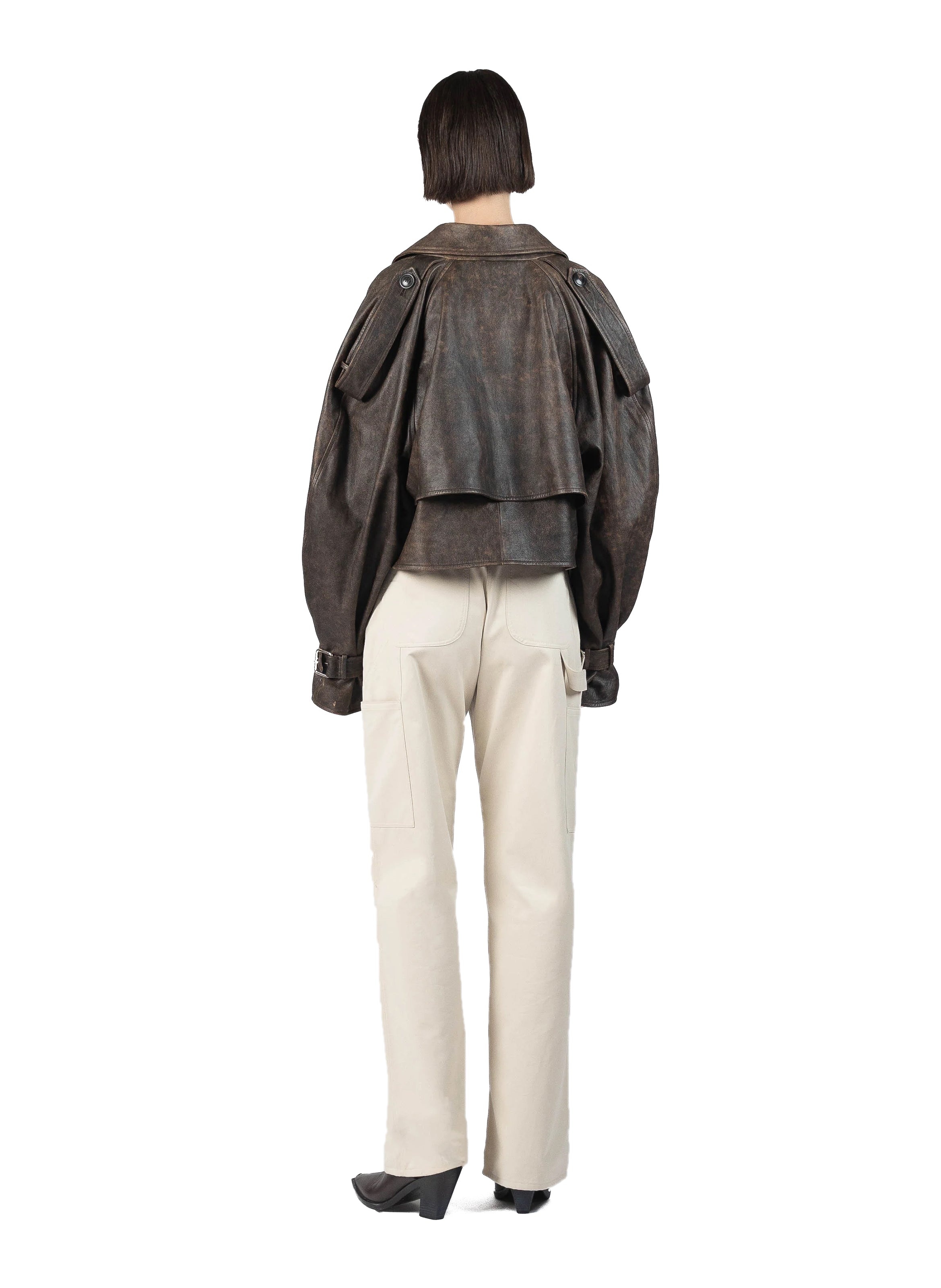 Cropped Trench Coat Brown - 4