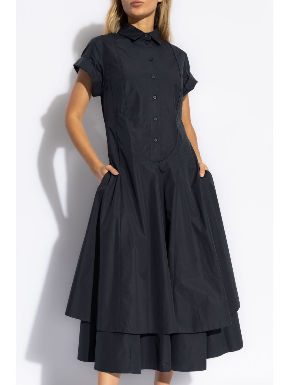 double-layer cotton shirt dress - 3