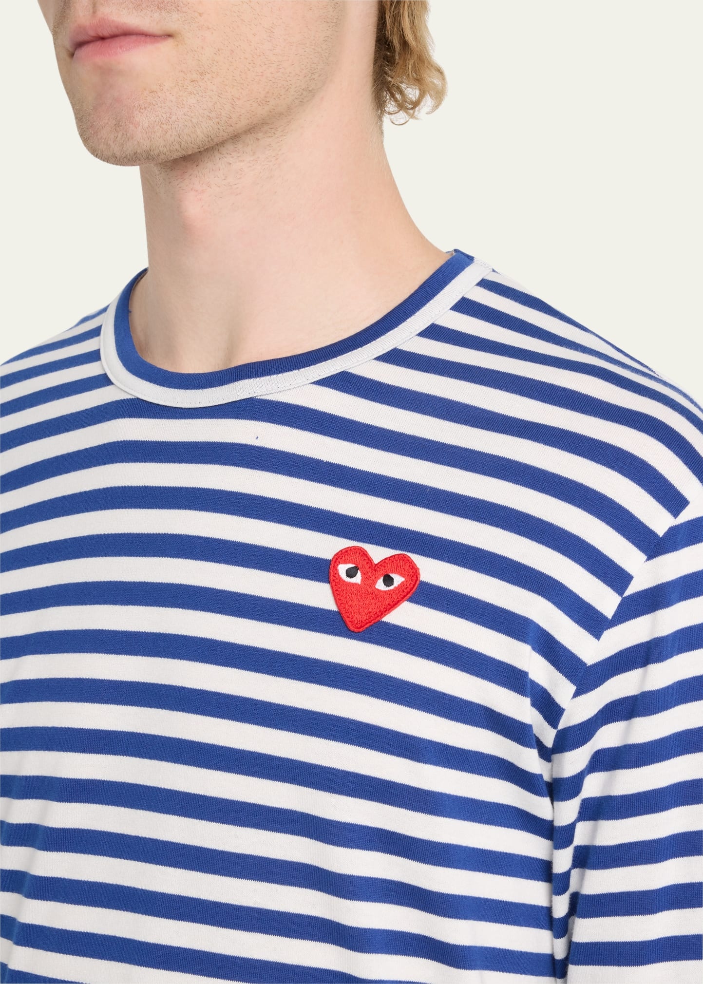 Men's Striped T-Shirt with Small Heart - 5