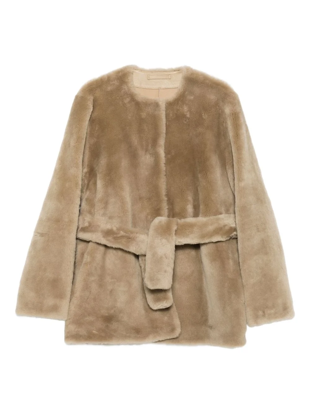 belted shearling jacket - 1