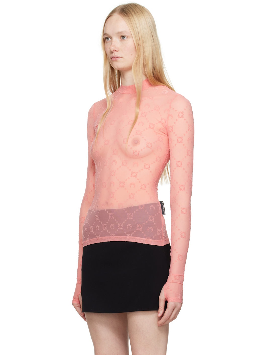 SSENSE Exclusive Pink Moonogram Flock Second Skin T-shirt - 4