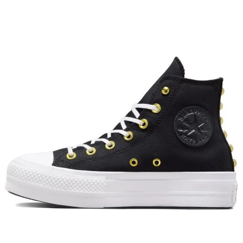 (WMNS) Converse Chuck Taylor All Star Lift Platform Star Studded 'Black White Gold' A05453C - 1
