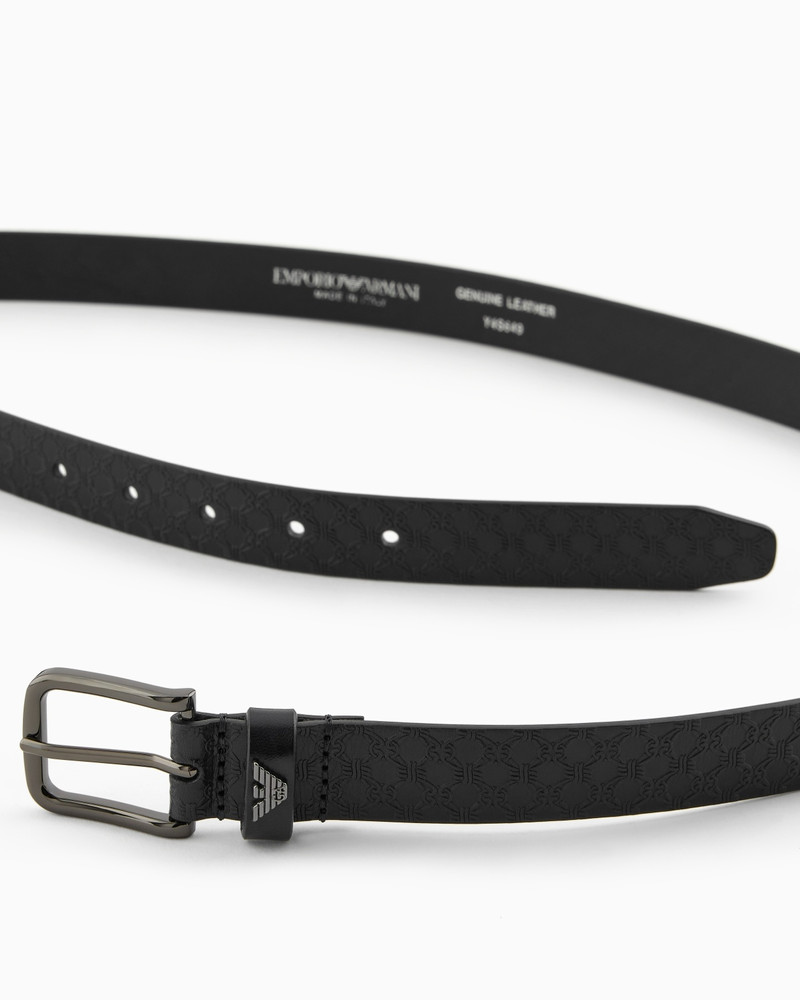 EMPORIO ARMANI LEATHER BELT WITH ALL-OVER EMBOSSED PATTERN outlook