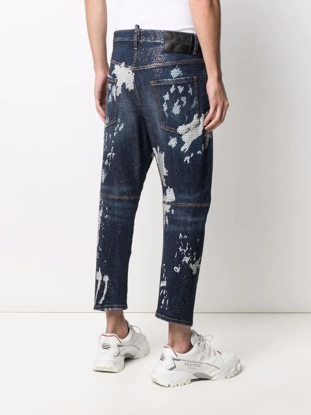 bleach-effect cropped jeans - 4