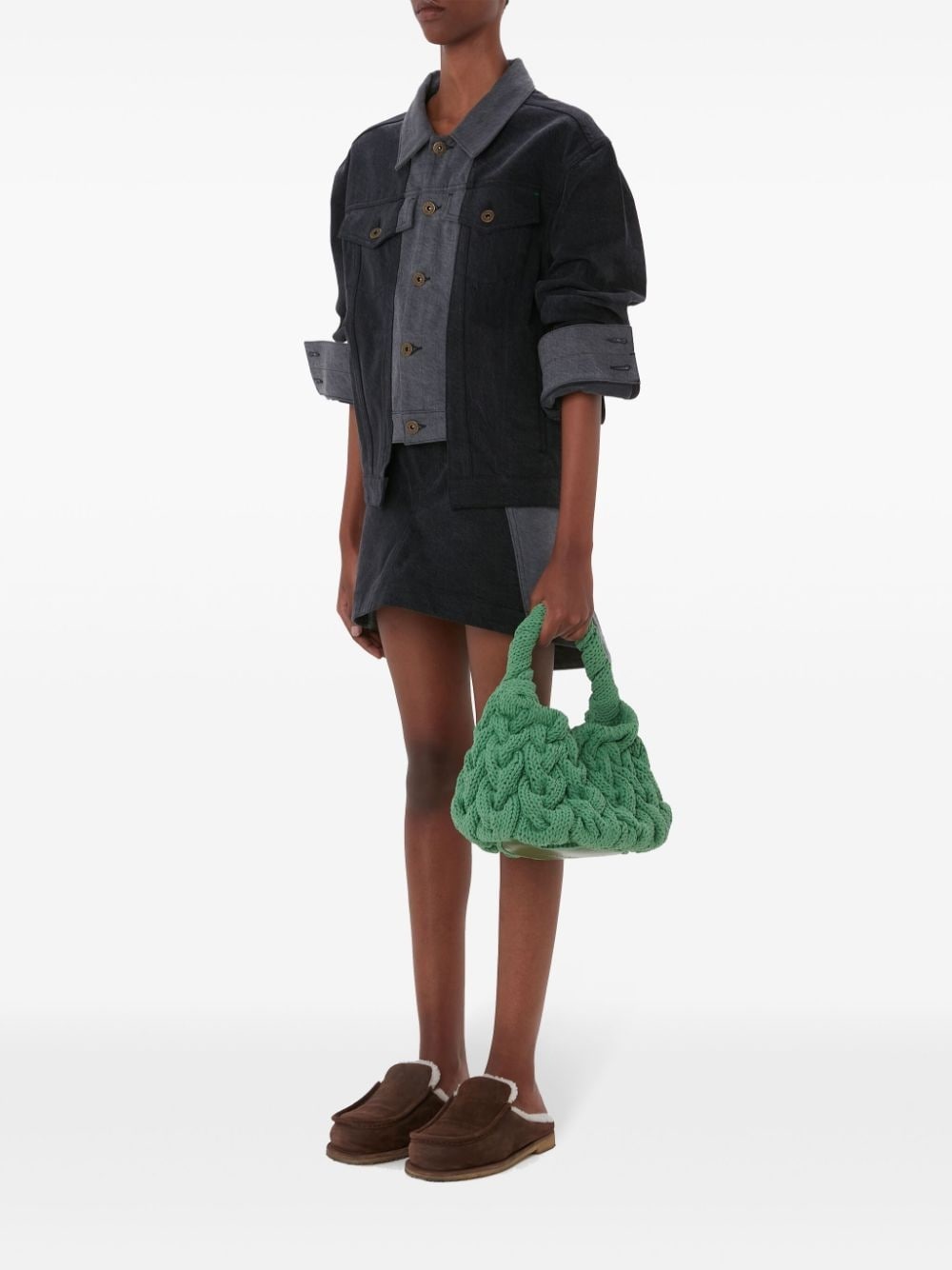panelled mini denim skirt - 2
