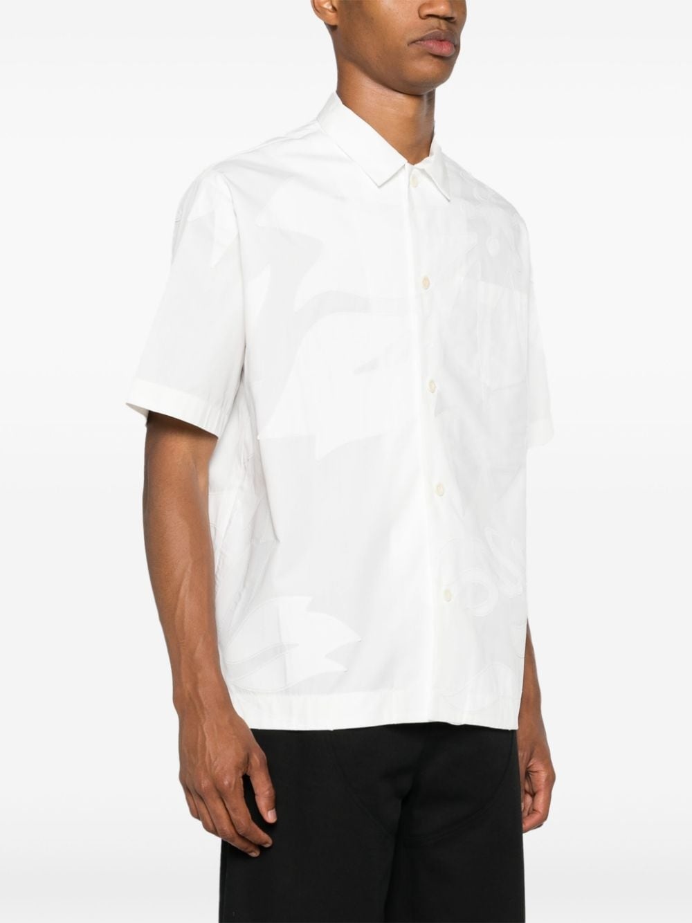 embroidered-design button-up shirt - 3