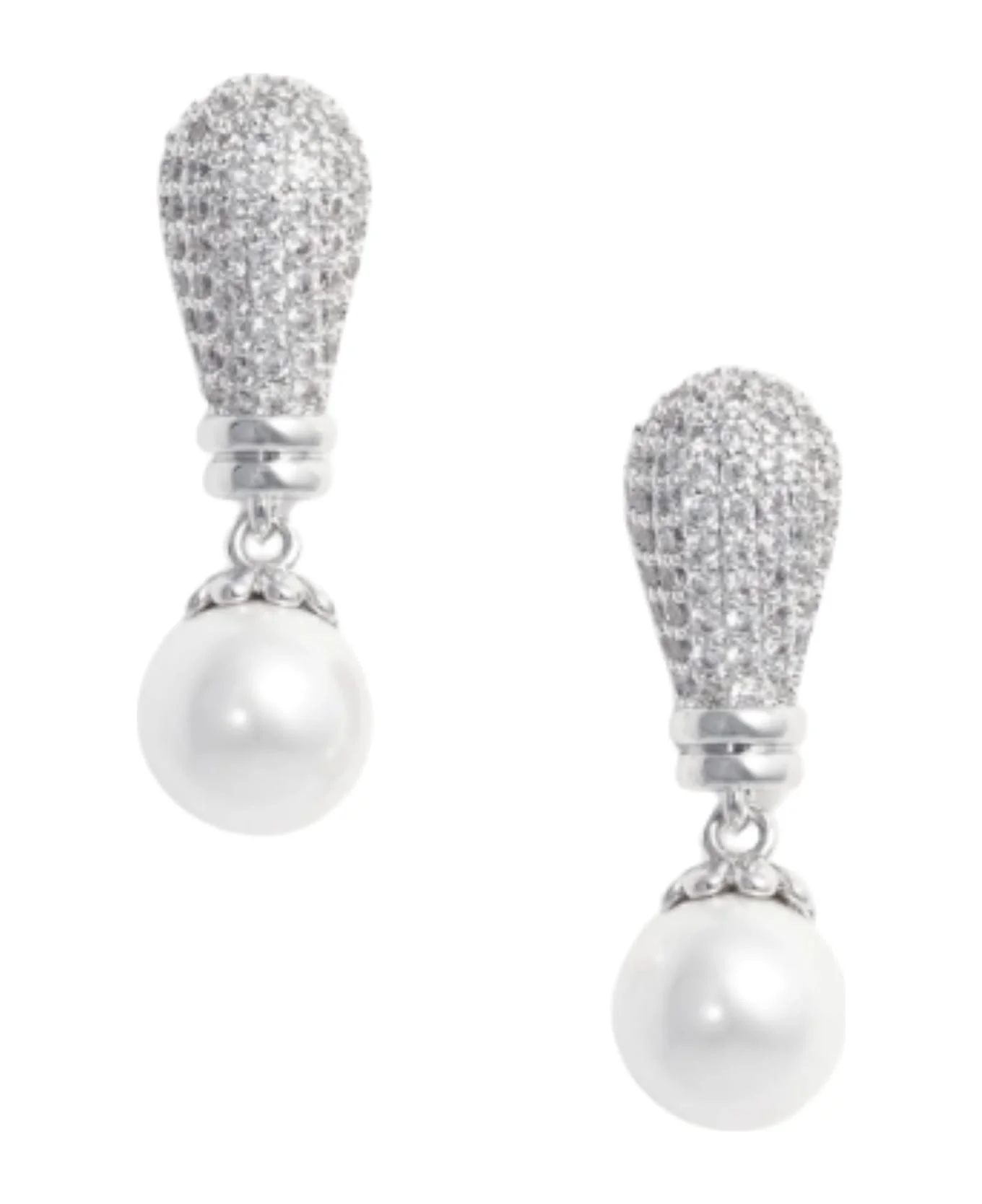 Crystal Pearl Drop Earrings - 1