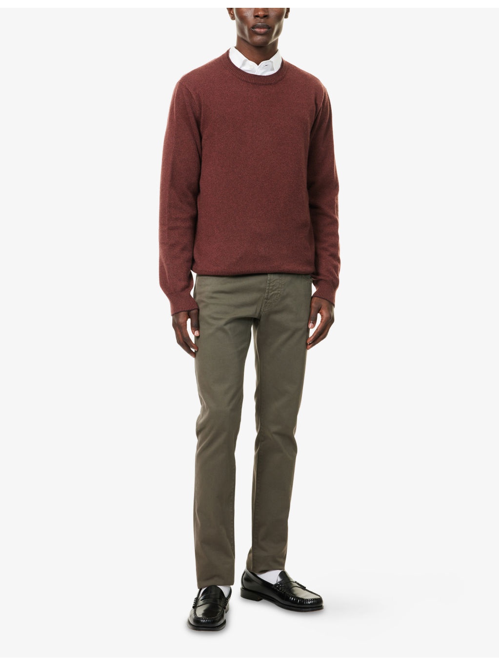 Mid-Rise Slim-Leg Stretch-Cotton Trousers - 2