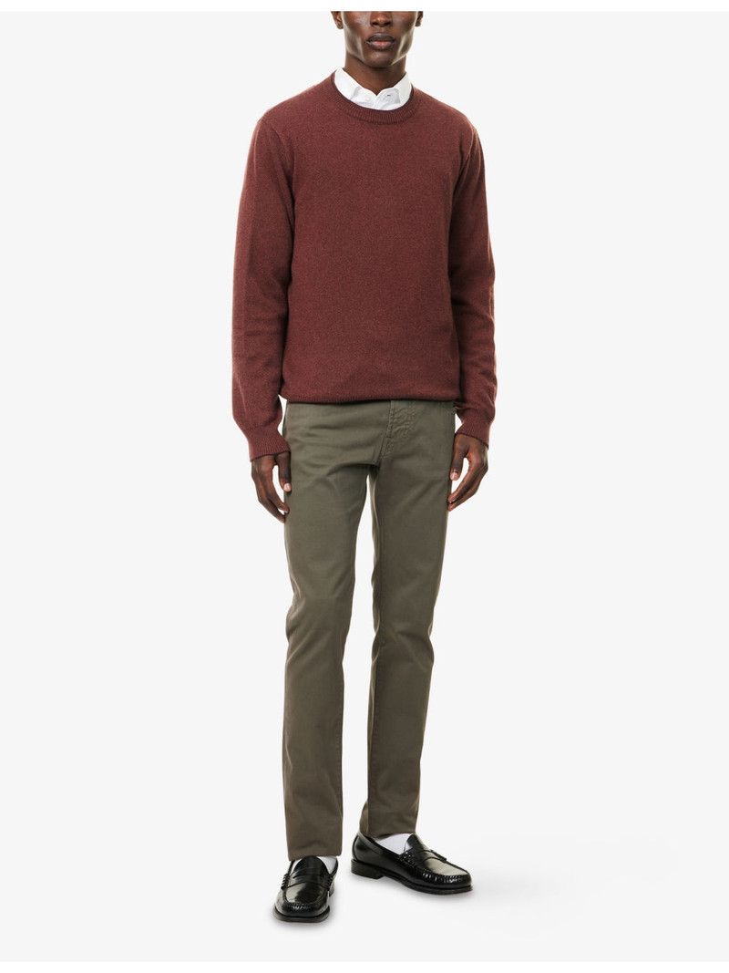 CORNELIANI Mid-Rise Slim-Leg Stretch-Cotton Trousers outlook