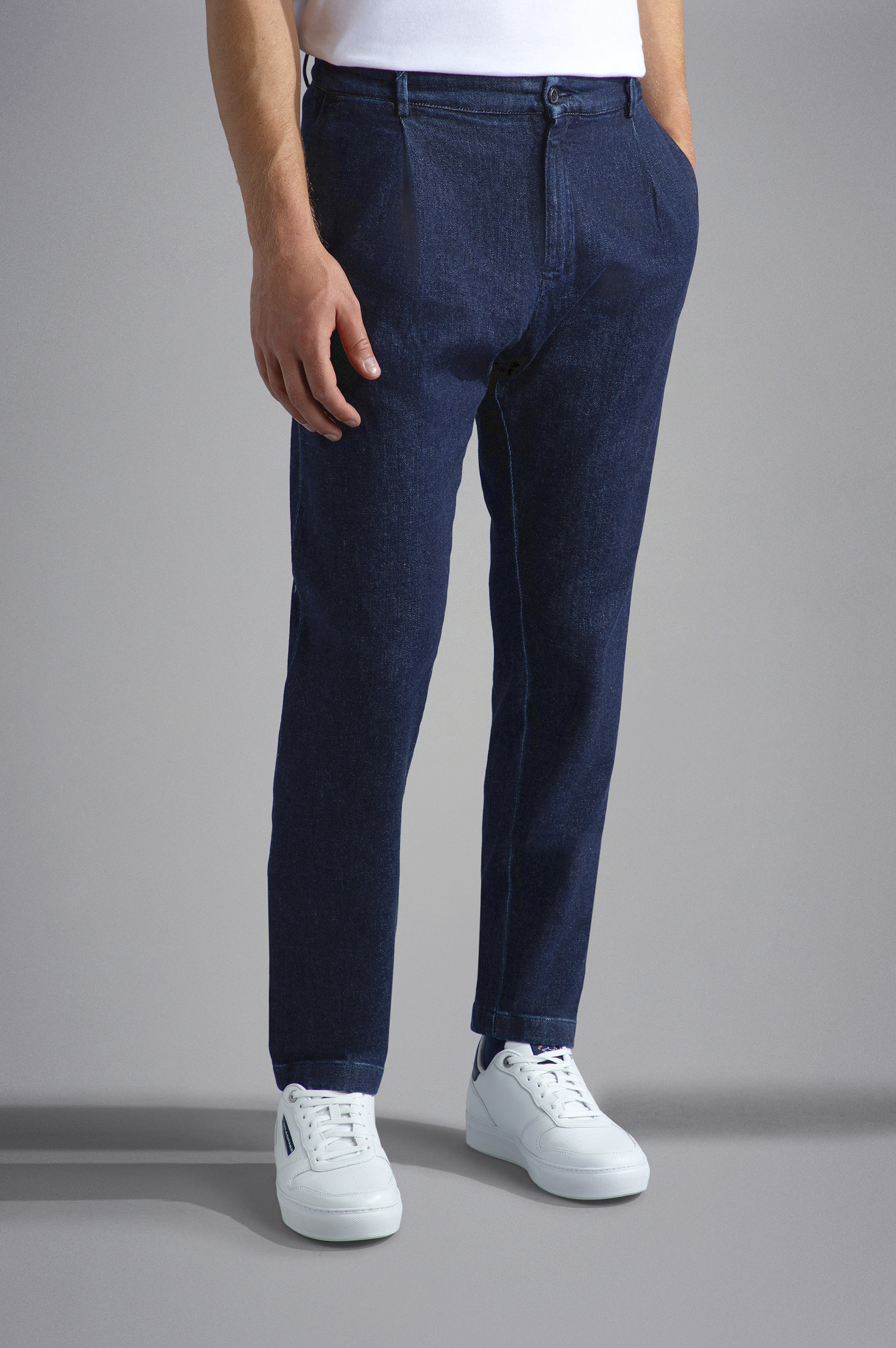 COTTON & CACHEMIRE DENIM CHINO TROUSERS - 6