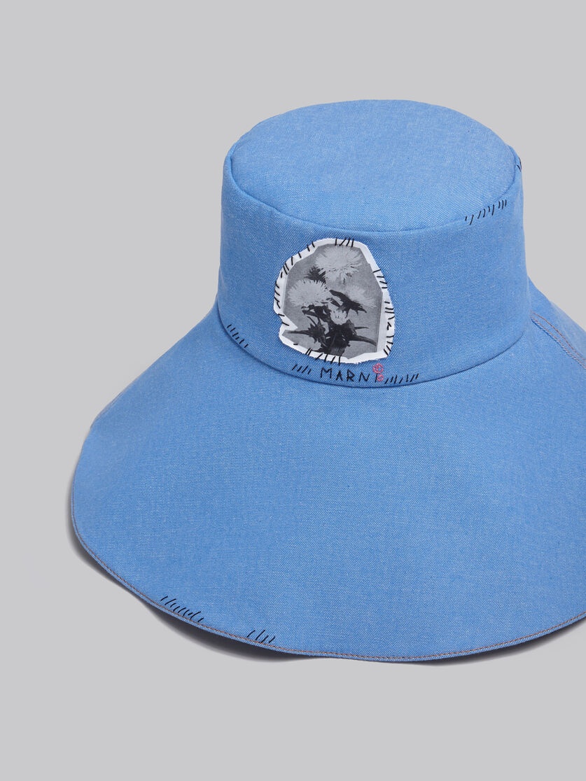 BLUE DENIM BUCKET HAT WITH MARNI MENDING - 4