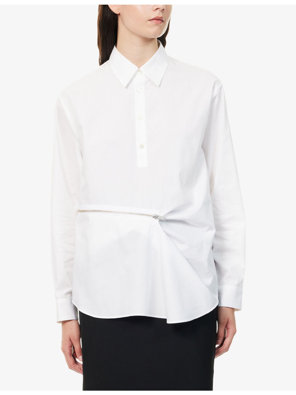 Curved-Hem Relaxed-Fit Cotton-Poplin Shirt - 3