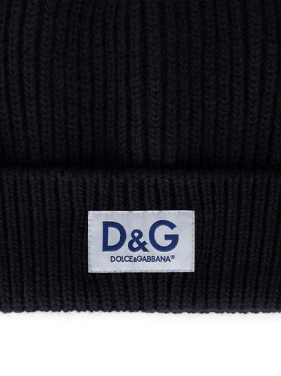 Dolce & Gabbana logo-patch ribbed-knit beanie outlook