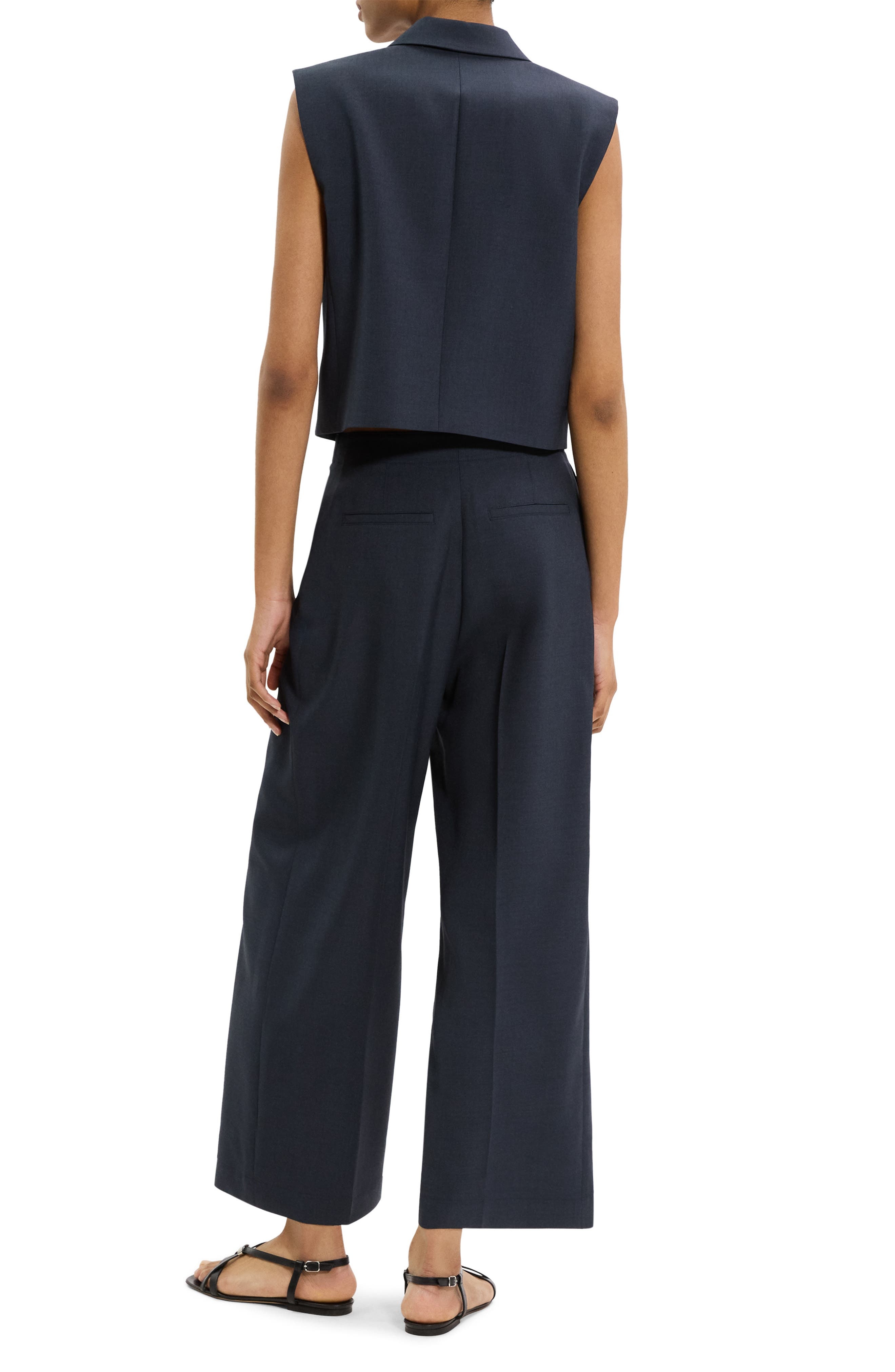 Theory Double Breasted Crop Vest in Nocturne Navy at Nordstrom - 7