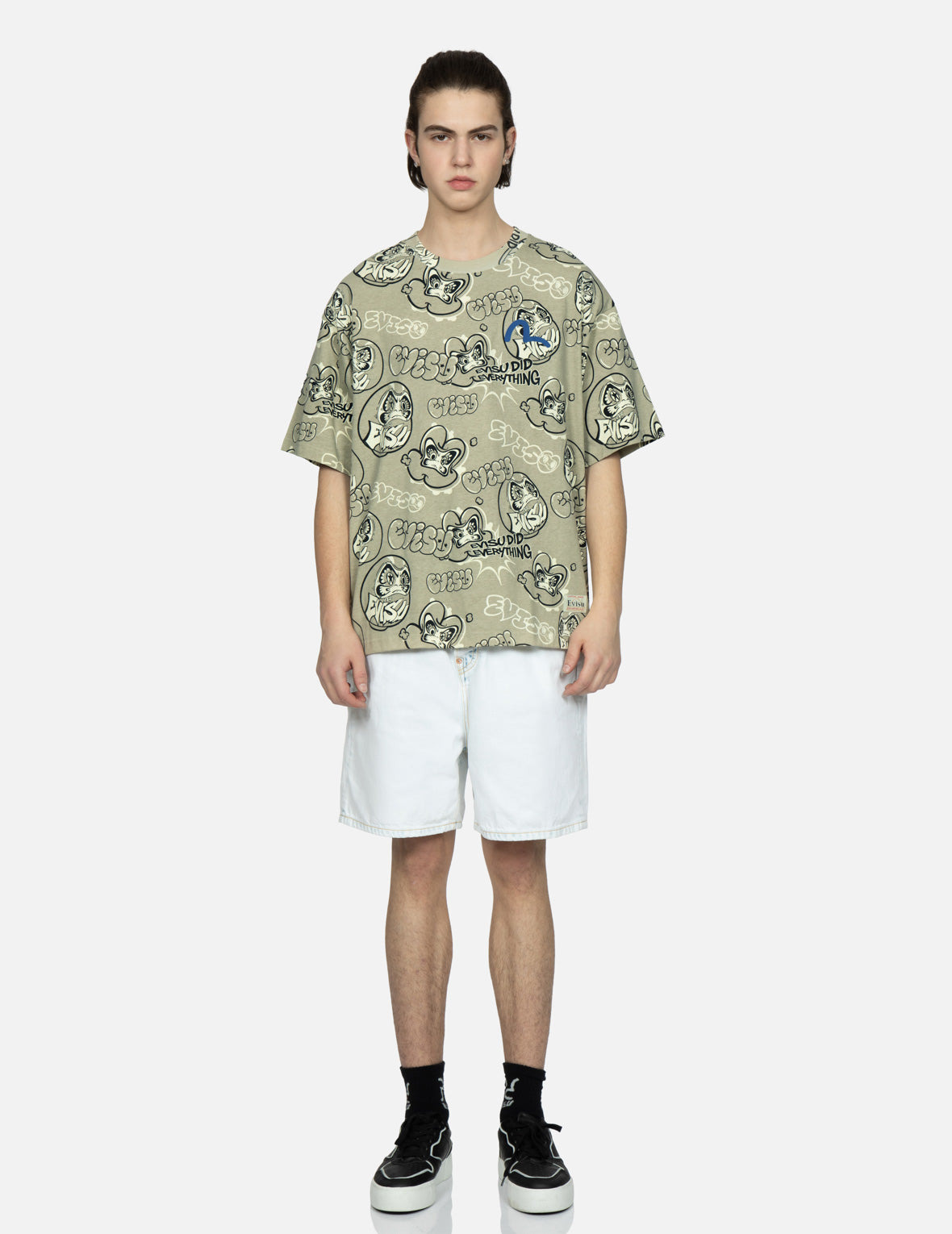 SEAGULL EMBROIDERY BLEACHED DENIM SHORTS - 6
