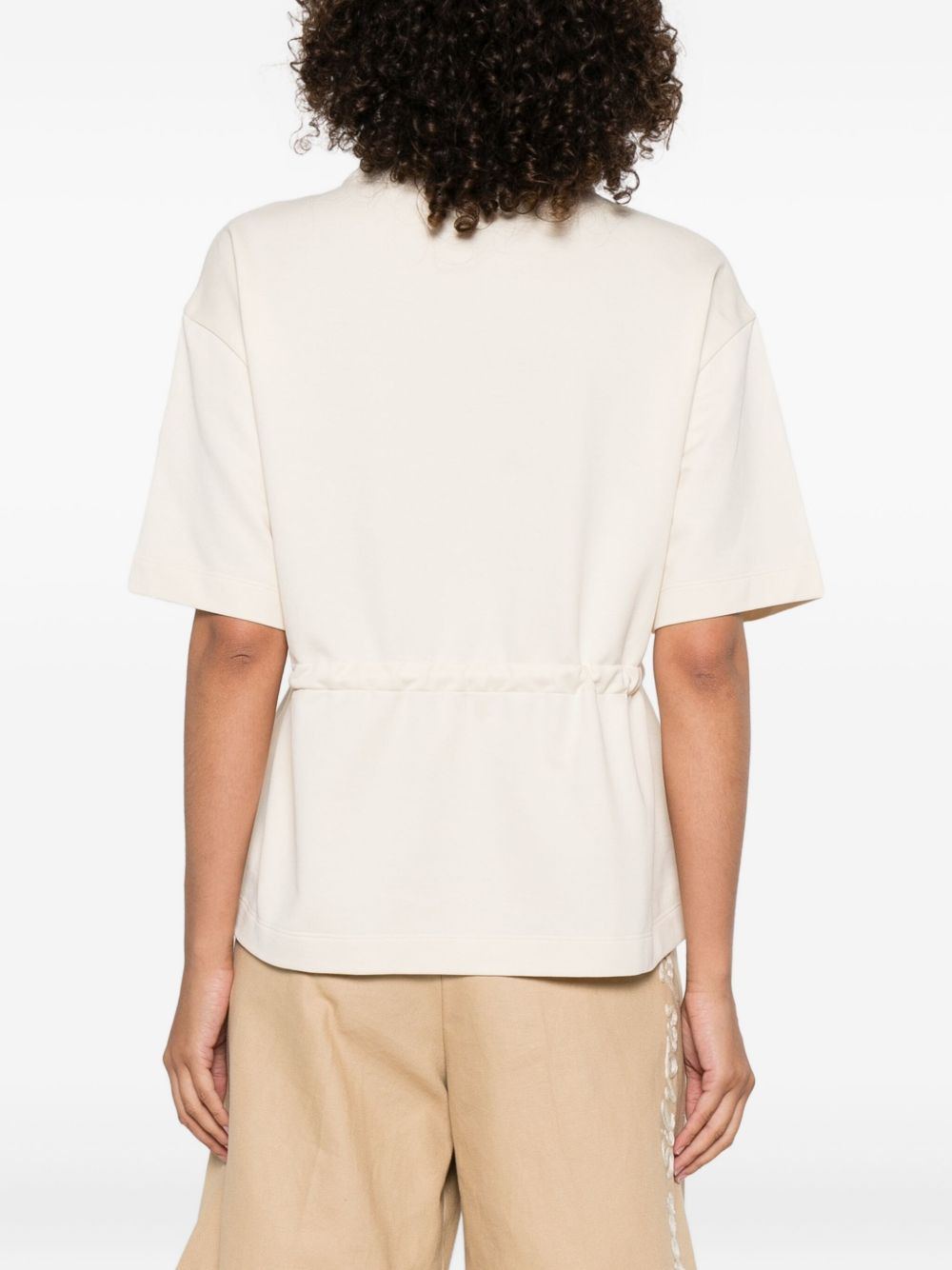 drawstring-waist cotton T-shirt - 4