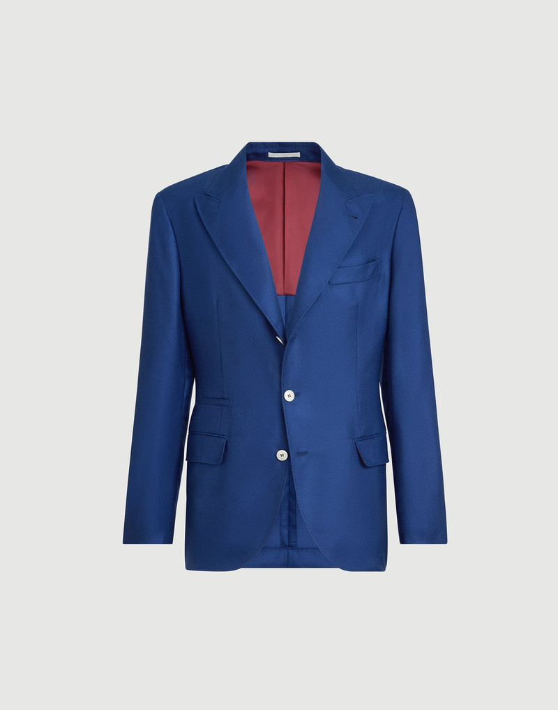 Cashmere and silk diagonal deconstructed blazer with peak lapels 1