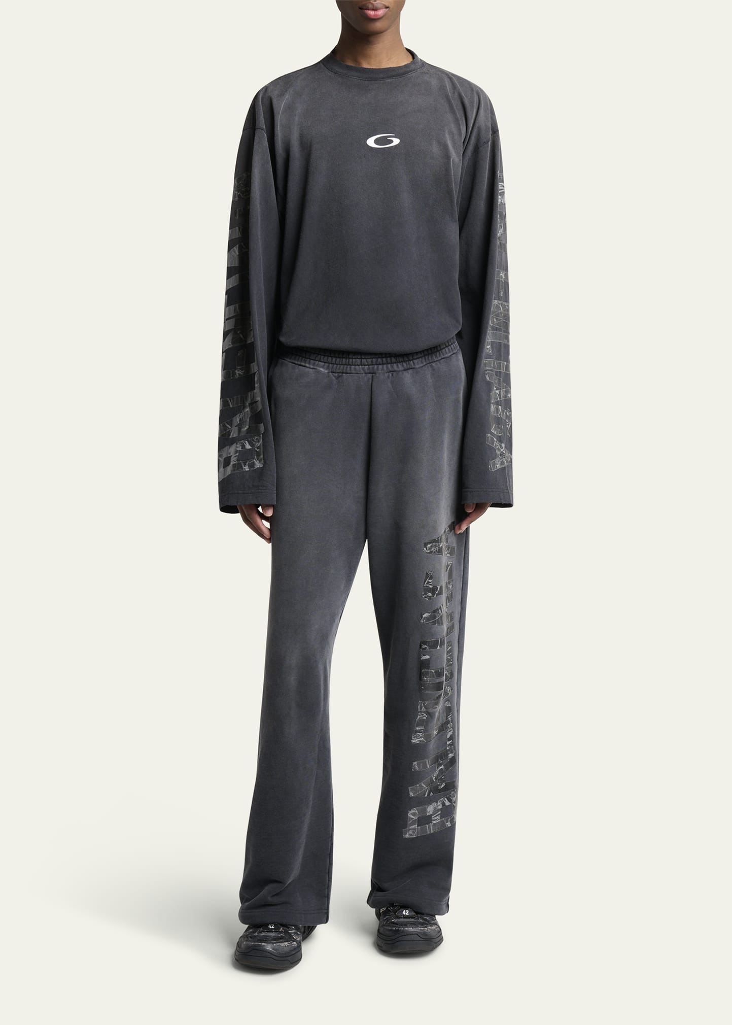 Men's Faded Terry Logo Tape Relaxed-Fit Sweatpants - 2